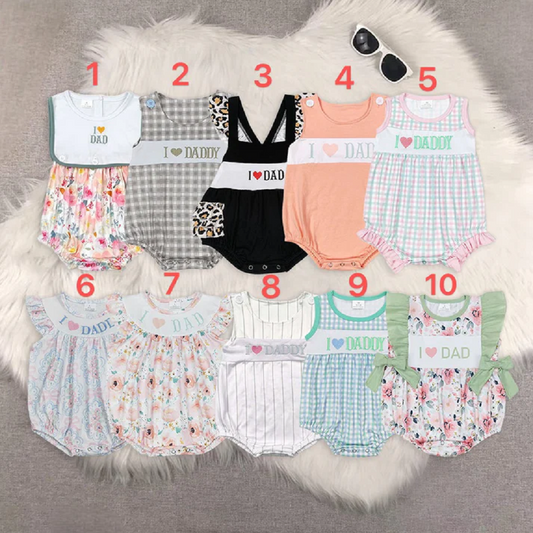 Match Baby Kids I Love Dad Flowers Leopard Ruffle Summer Rompers D 5.22