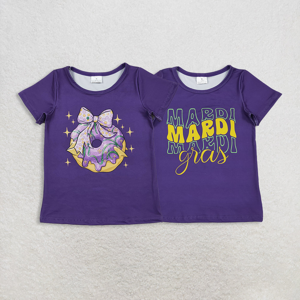 Sibling Baby Girls Purple Short Sleeve Mardigras Tee Shirts Top  D 1024