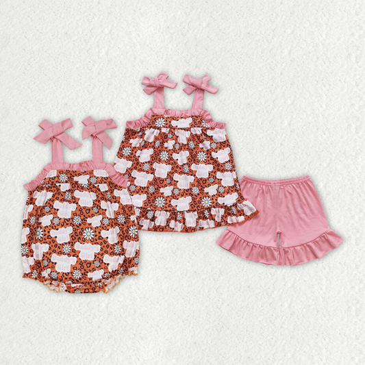 Match Baby Girls Daddy's Girl Leopard Sibling Rompers Clothing Sets