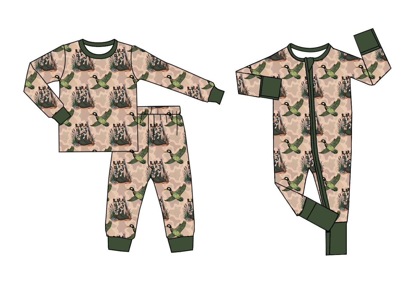 Pre order cowboy boots mallard hunting camo pajamas