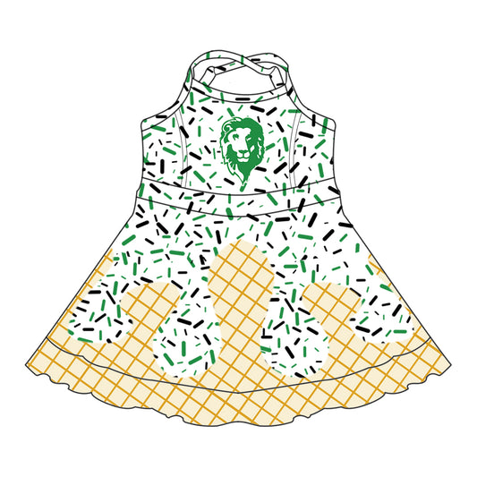 Custom baby girls Lions team dress MOQ3 D 8.1
