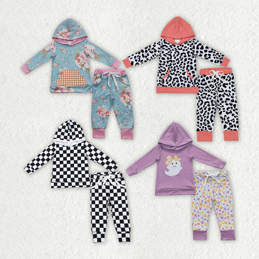 Sibling Baby Girls Hoodie Floral Top Pants Clothes Sets  D 6.25