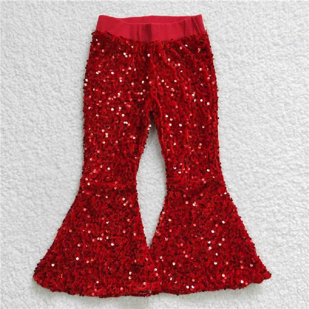 Match Hot Sale Baby Girls Toddler Brithday Party Sequin Glitter Bell Bottom Pants 1-7    D 6.25
