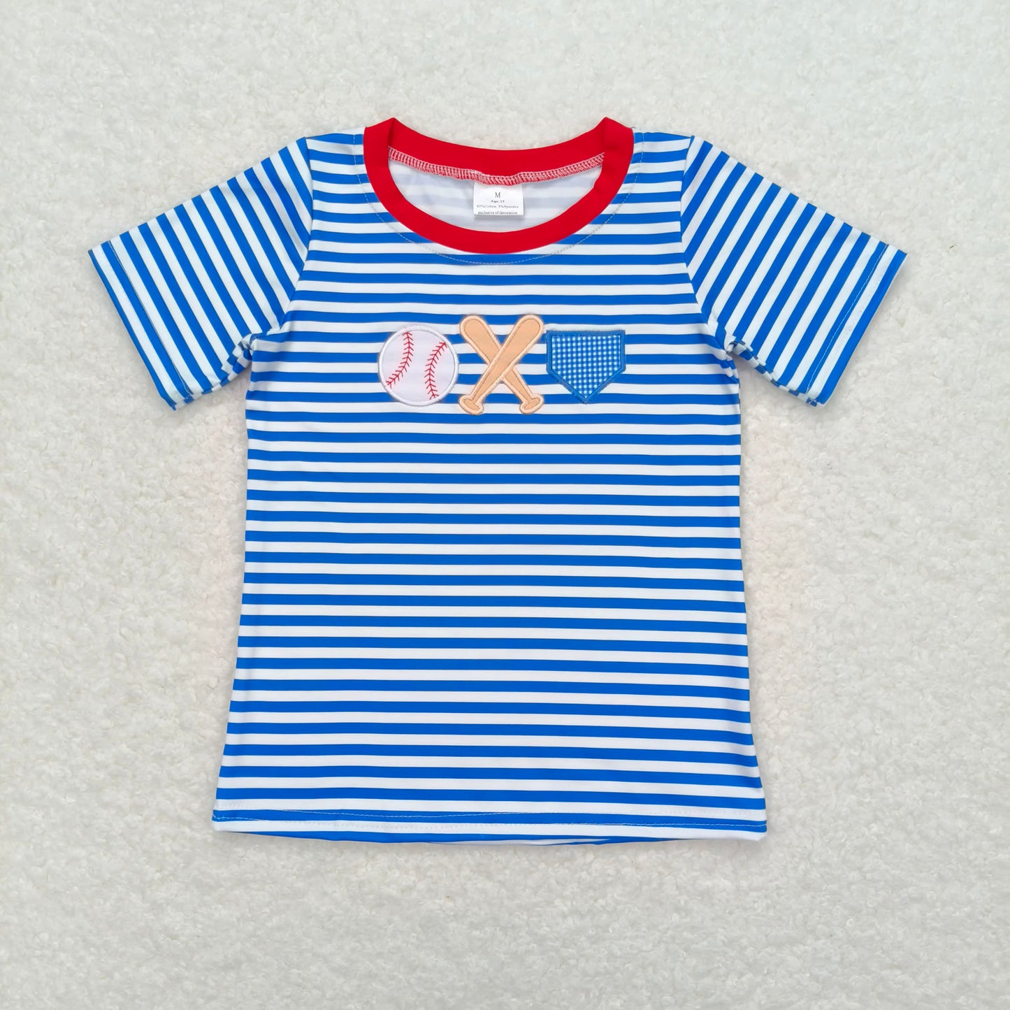 Match Baby Girls Boys Blue Stripes Baseball Summer Clothes Sets  D 3.26