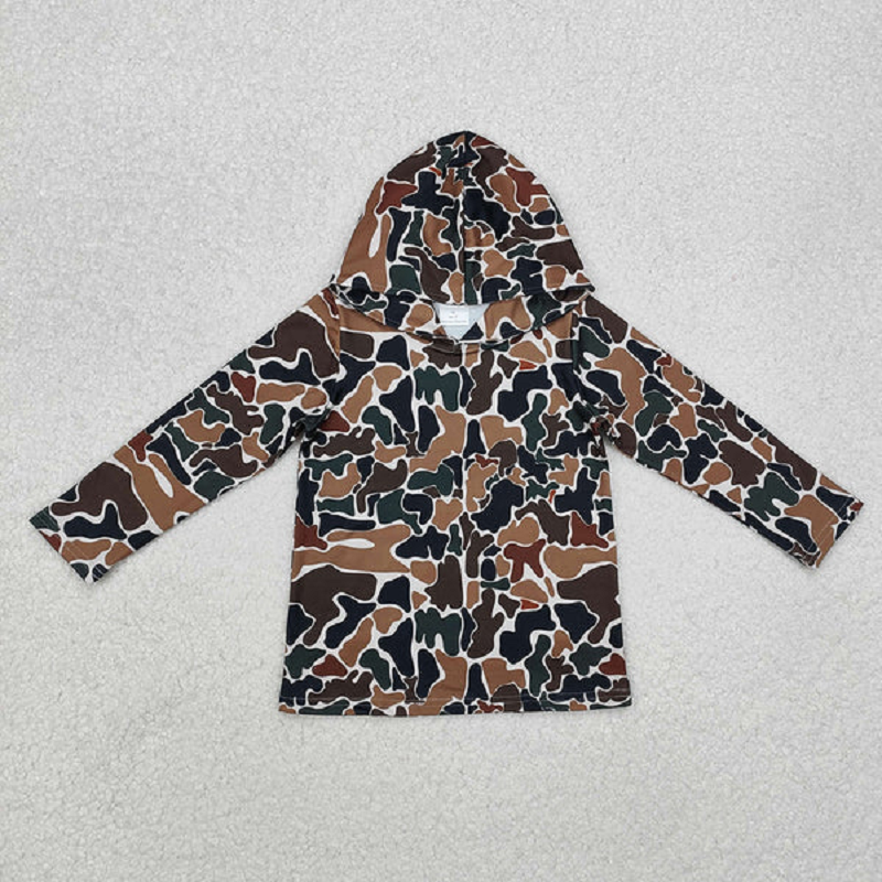 Sibling Baby Boys Camo Hooded Long Sleeve Tee Shirts Tops D 820