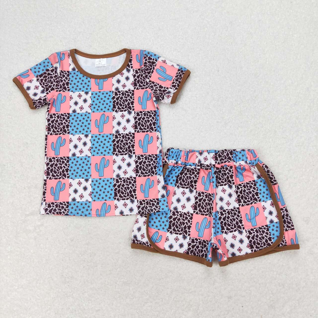 Match Baby Girls Flowers Plaid Tee Shirts Shorts Summer Clothes Sets  D 5.15