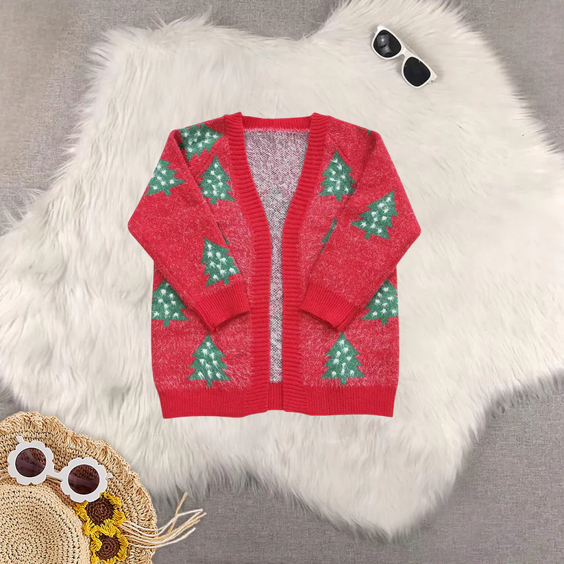 Sibling baby girl clothes sweater cardigan christmas sweater red blue green christmas  D 6.25
