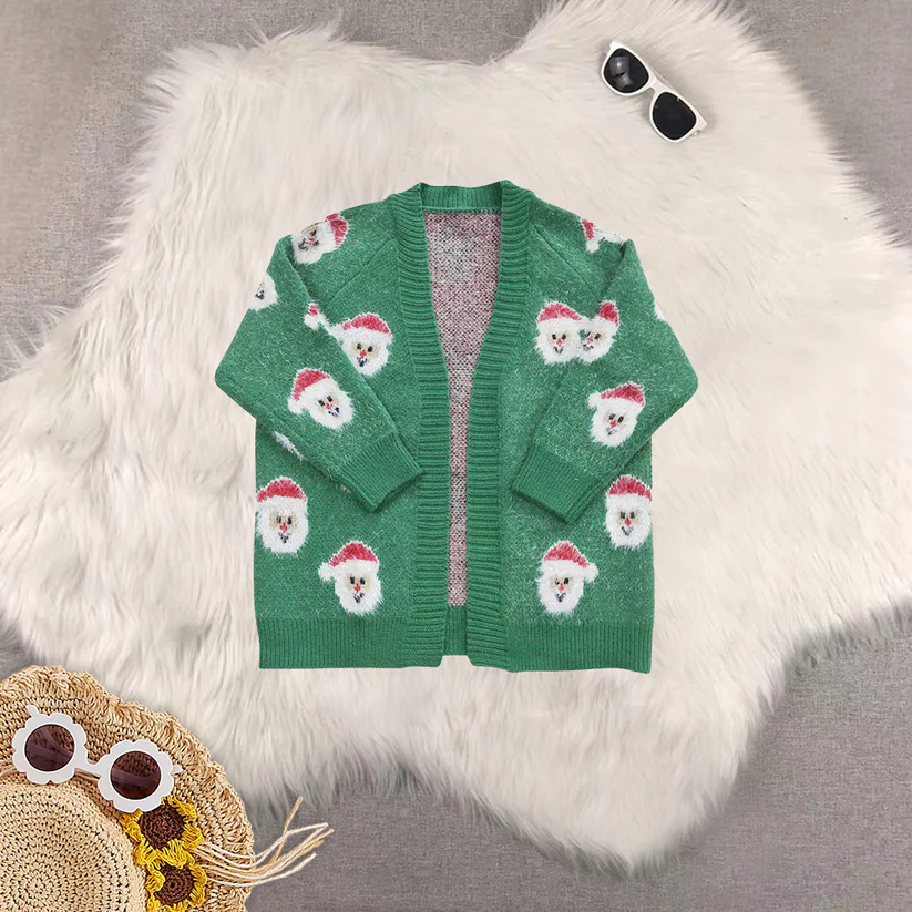 Sibling baby girl clothes sweater cardigan christmas sweater red blue green christmas  D 6.25