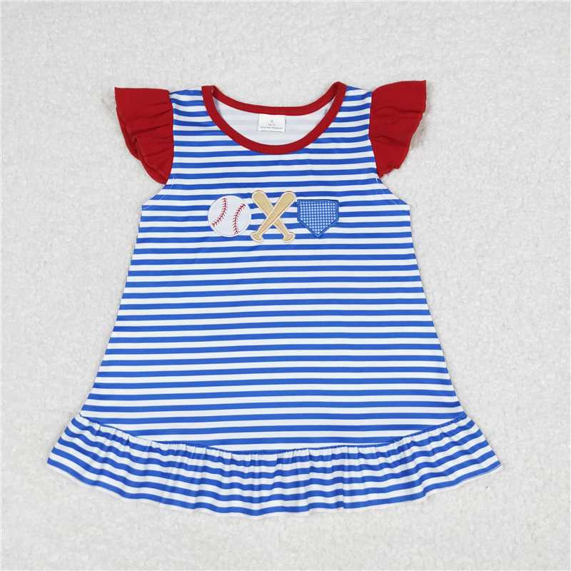 Match Baby Girls Boys Blue Stripes Baseball Summer Clothes Sets  D 3.26