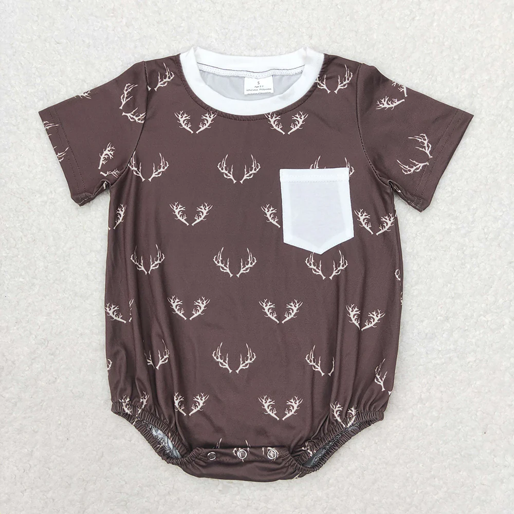 Match Baby Boys Summer Sibling Brother Deer Rompers Clothes Sets