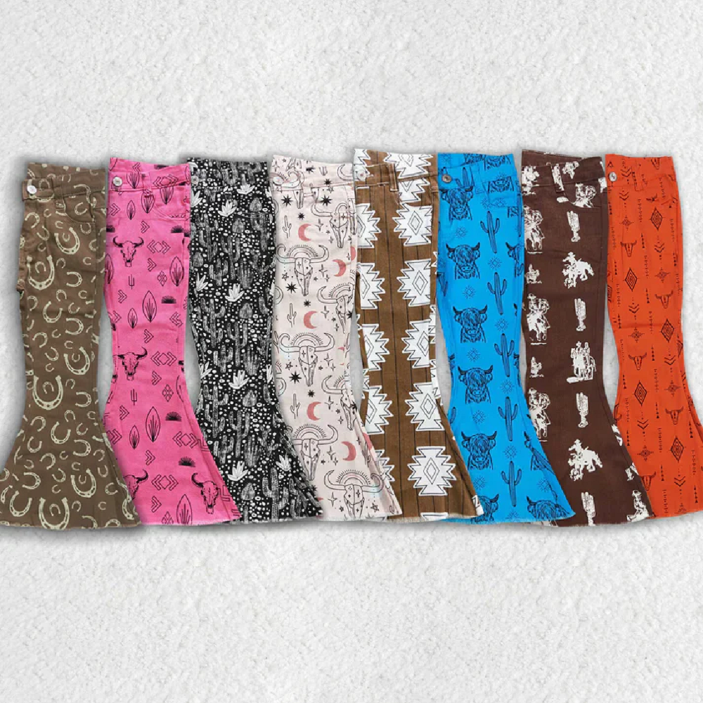 Match Baby Girls Western Elastic Waistband Denim Bell Pants Jeans D 927