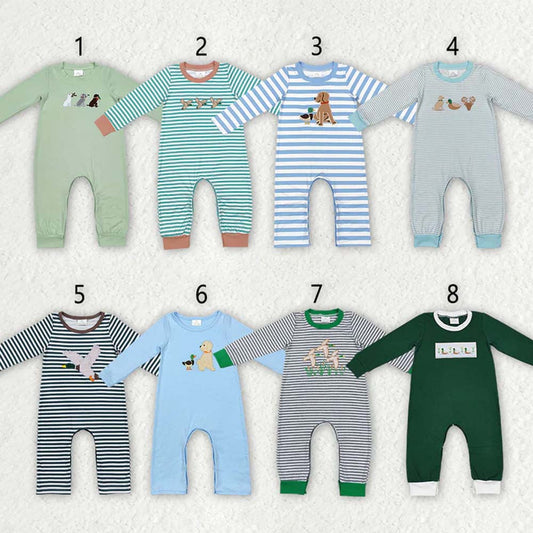 Sibling Baby Infant Boys Embroidery Hunting Long Sleeve Rompers D 6.28