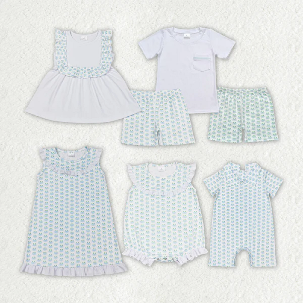 Match Baby Girls Boys Crabs Sibling Summer Clothes Sets