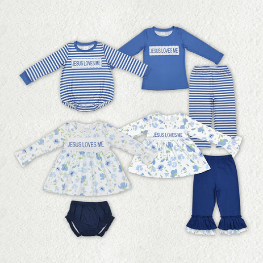 Match Baby Girls Boys Jesus Loves Me Rompers Flowers Clothes Sets