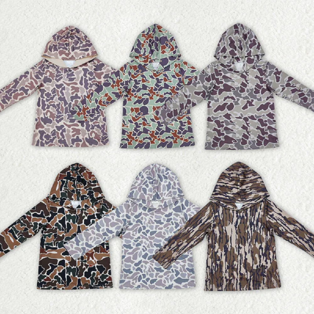 Sibling Baby Boys Camo Hooded Long Sleeve Tee Shirts Tops D 820