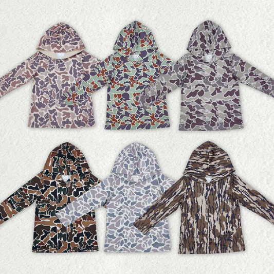 Sibling Baby Boys Camo Hooded Long Sleeve Tee Shirts Tops D 820