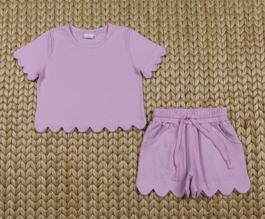 GSSO3173 cotton lavender scallop shorts set