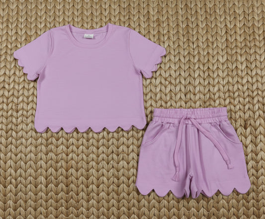 GSSO3173 cotton lavender scallop shorts set
