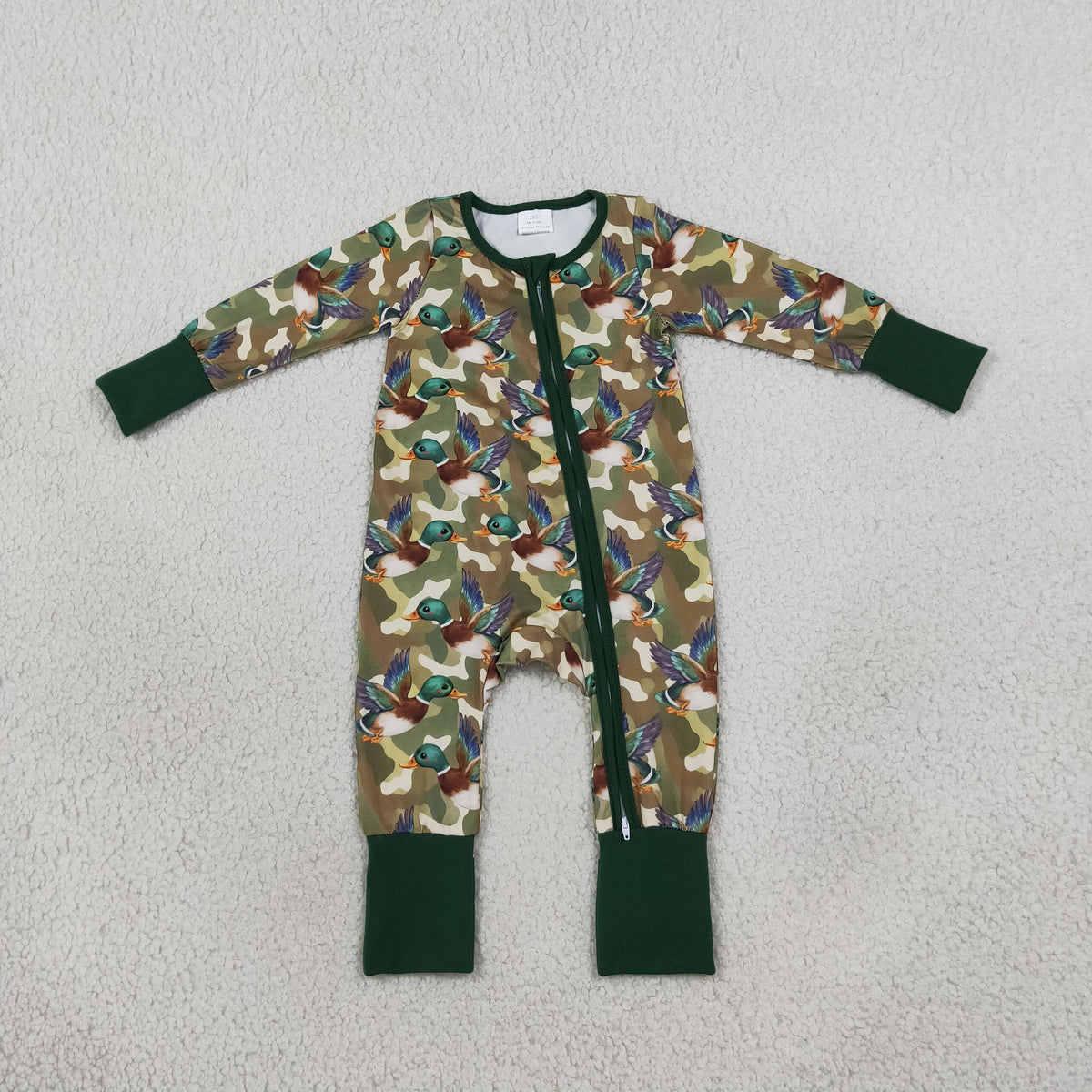 LR3249 camo mallard print zip sleeper zippy baby pj