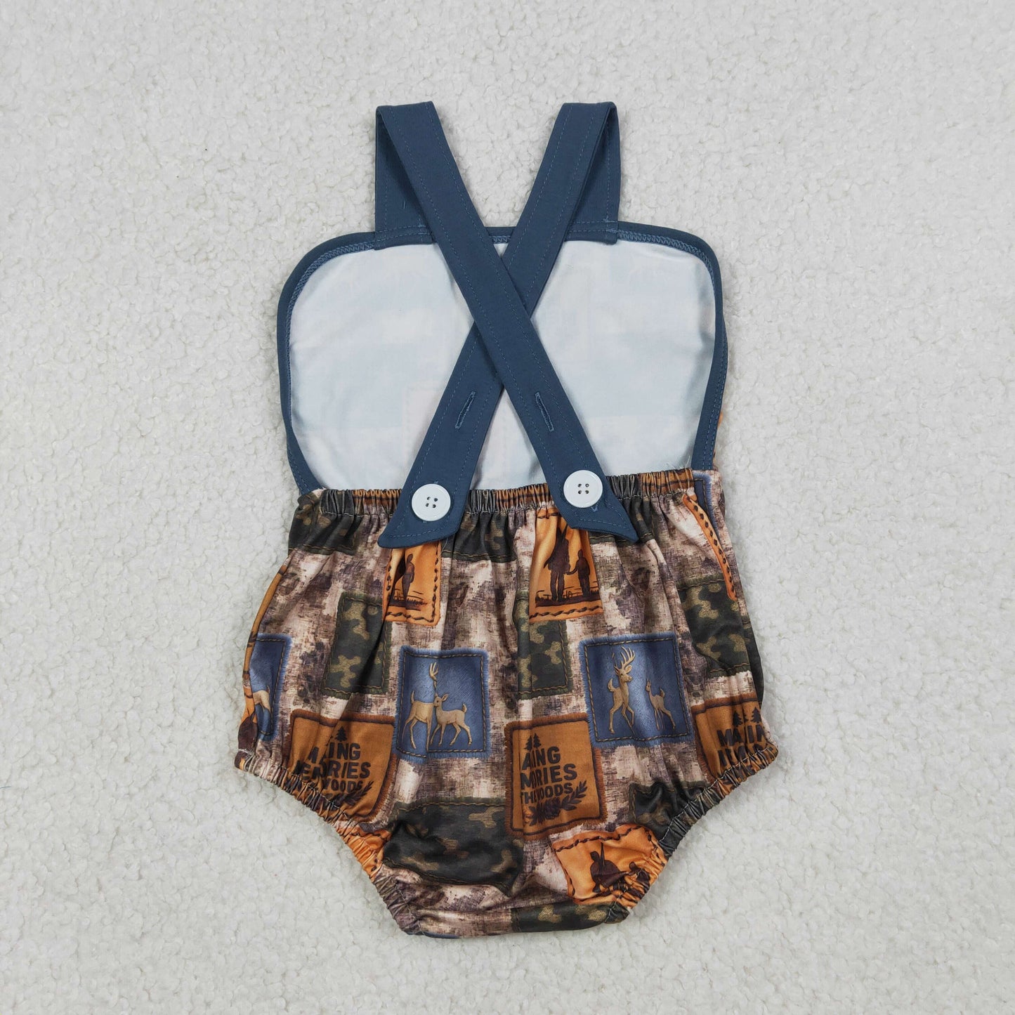 making memories in the woods hunting strap bubble romper baby boy clothes