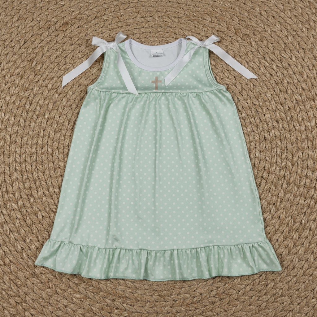 easter cross polk dots dress easter kids dresses
