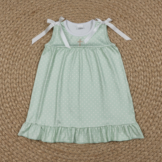 easter cross polk dots dress easter kids dresses