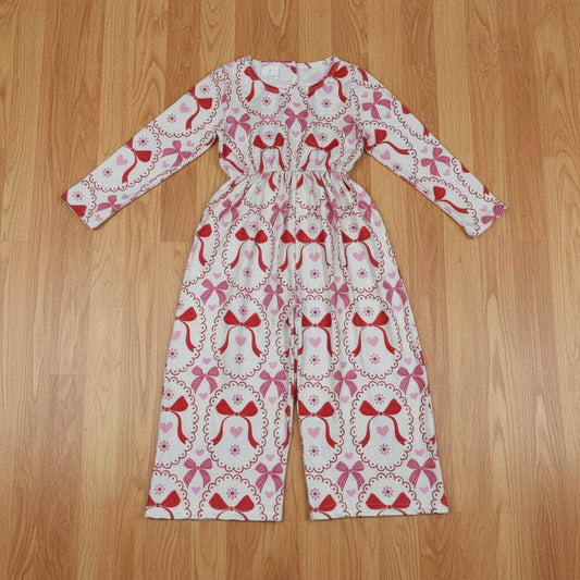 long sleeve valentine's day coquette straight pants girls jumpsuit