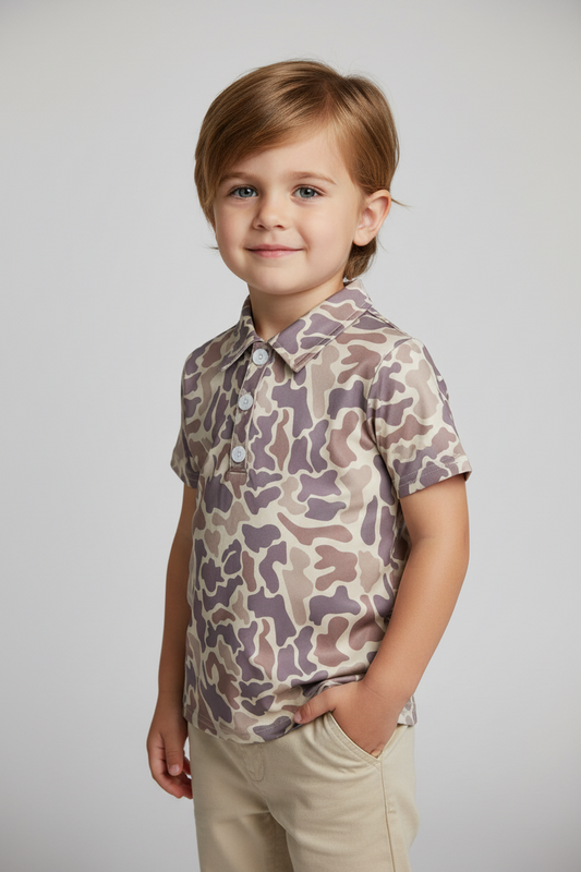 camo polo t-shirt summer boy's top