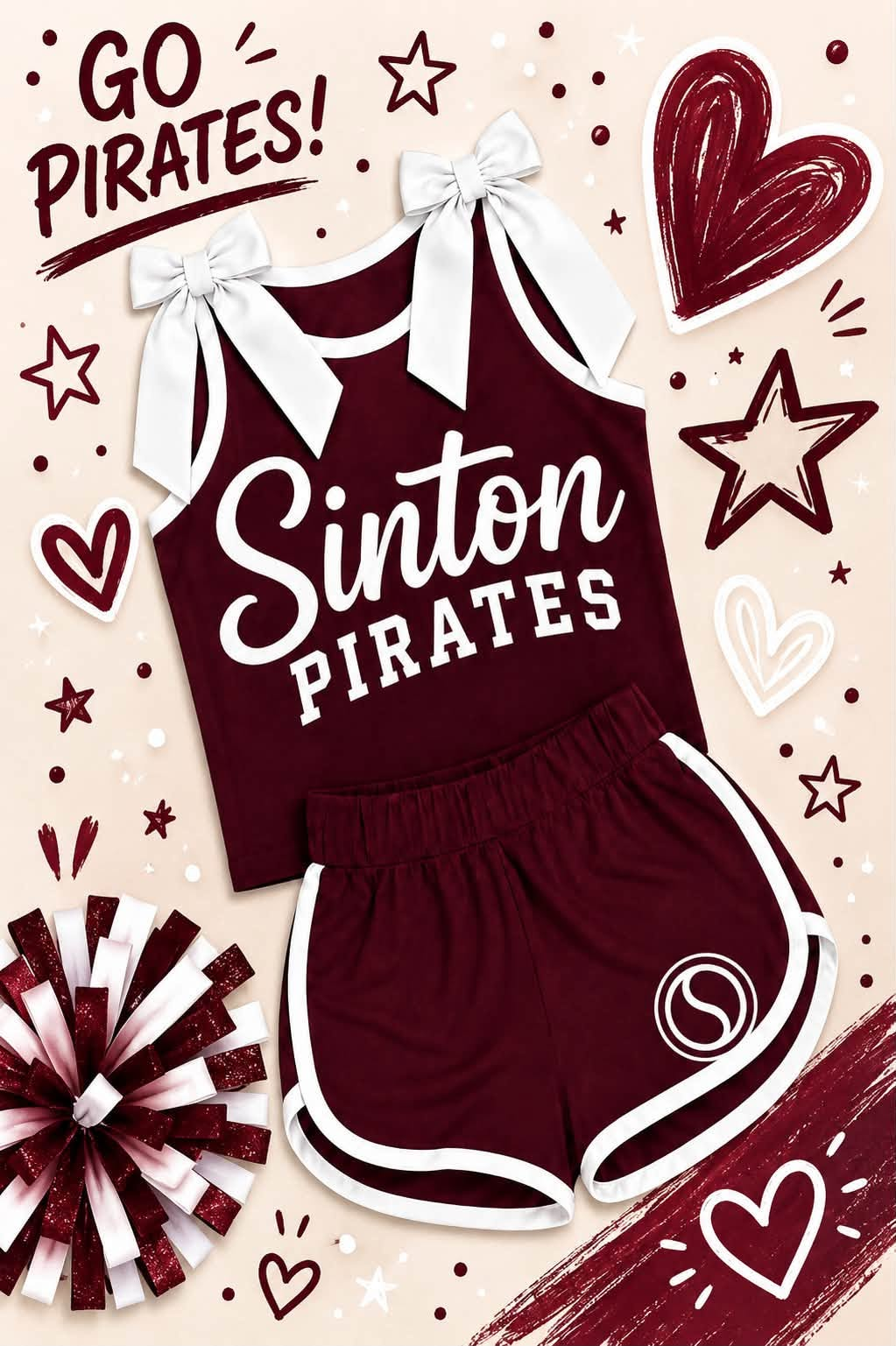 Custom order MOQ 5 Pirates Football Team Cheer Sets