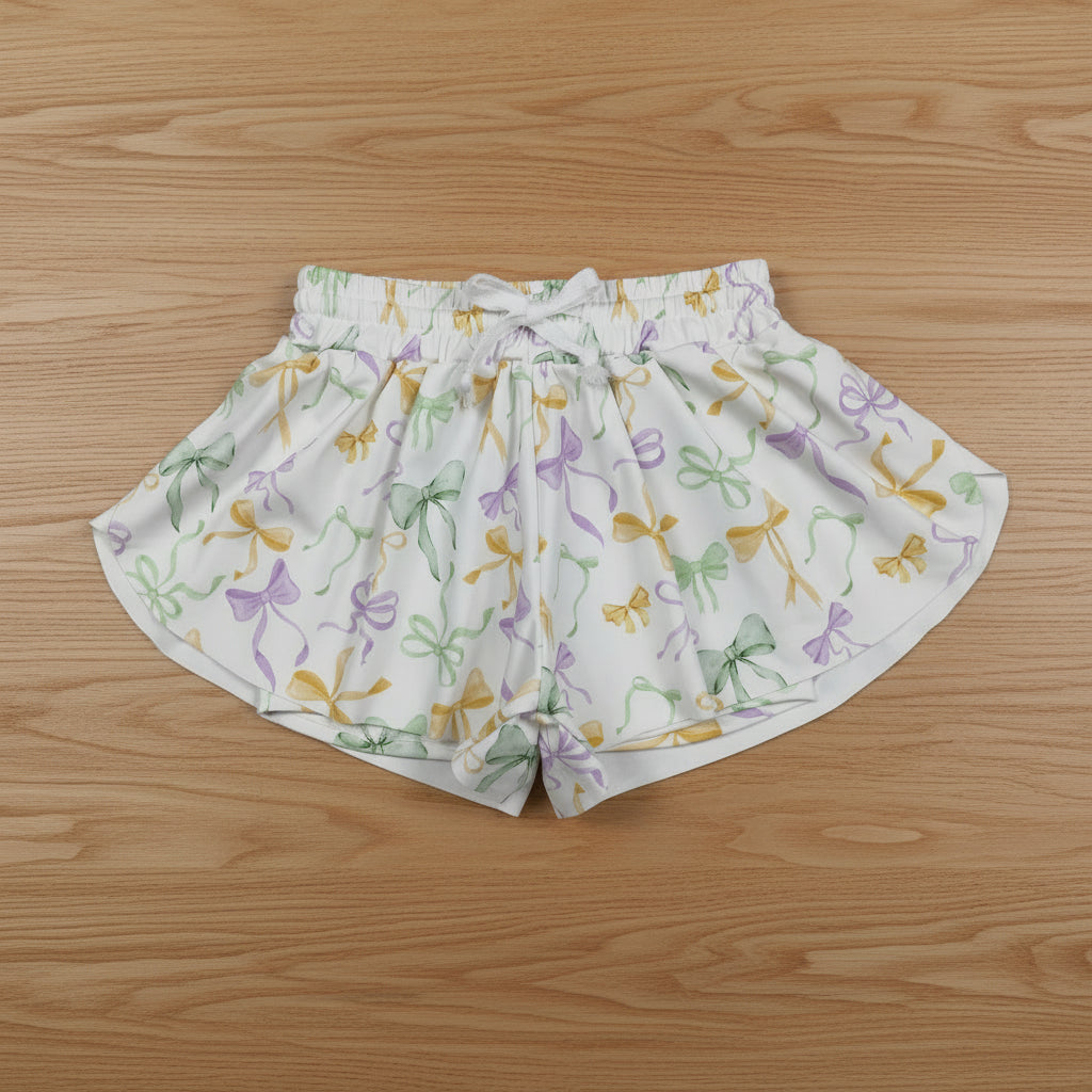 mardi gras coquette athletic shorts girl activewear