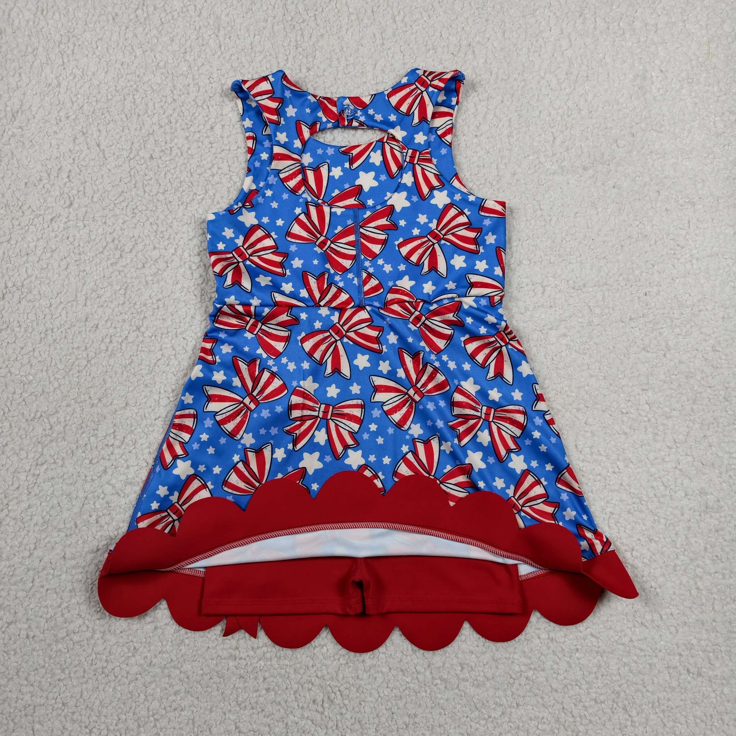 patriotic flag coquette bow stars athletic scallop dress
