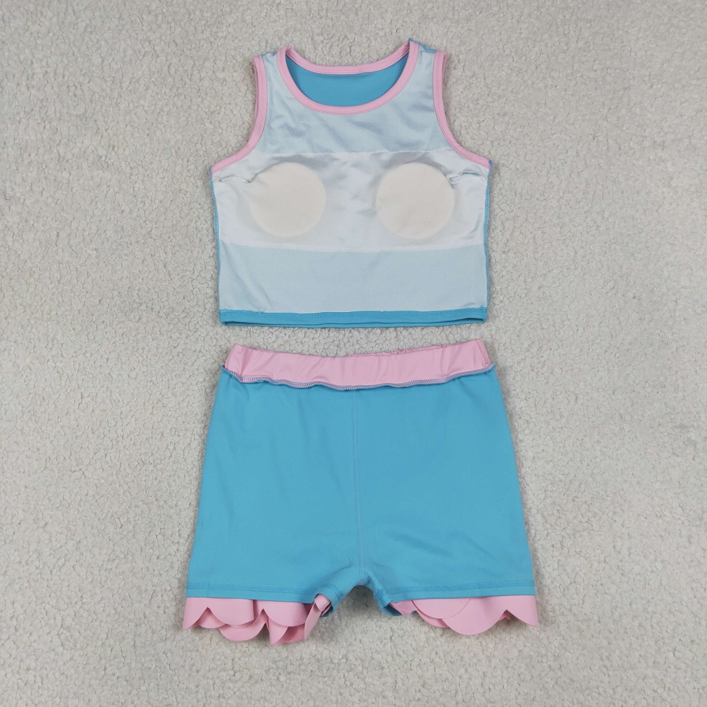 solid pink blue scallop athletic skort outfit girls clothes