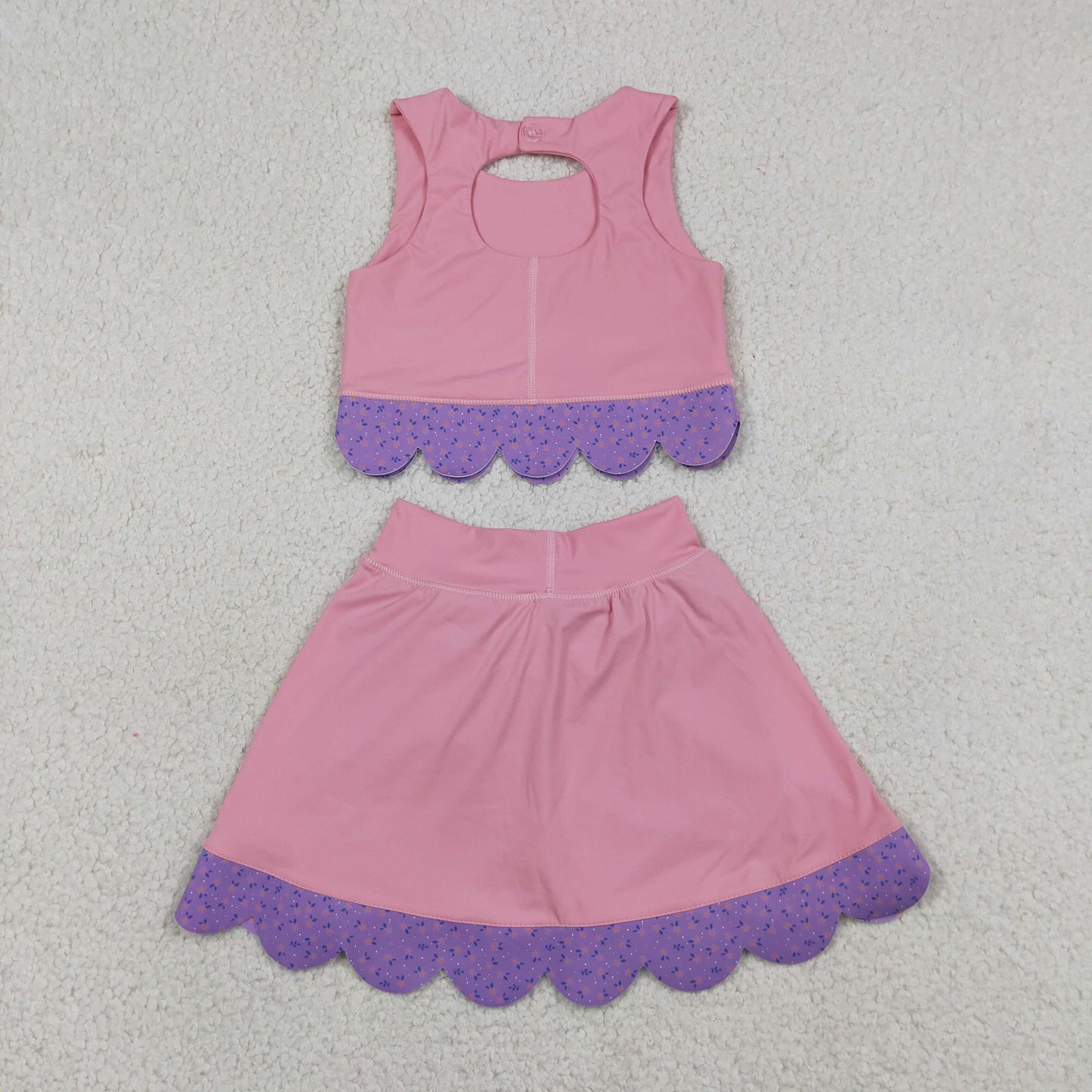 pink coquette scallop athletic skort outfit girls clothes