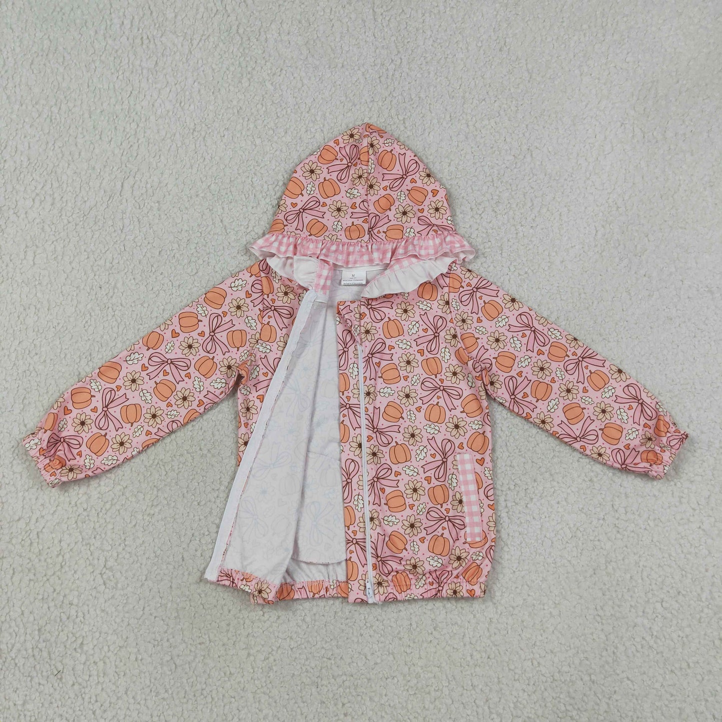 floral bow pumpkin full zipper jacket