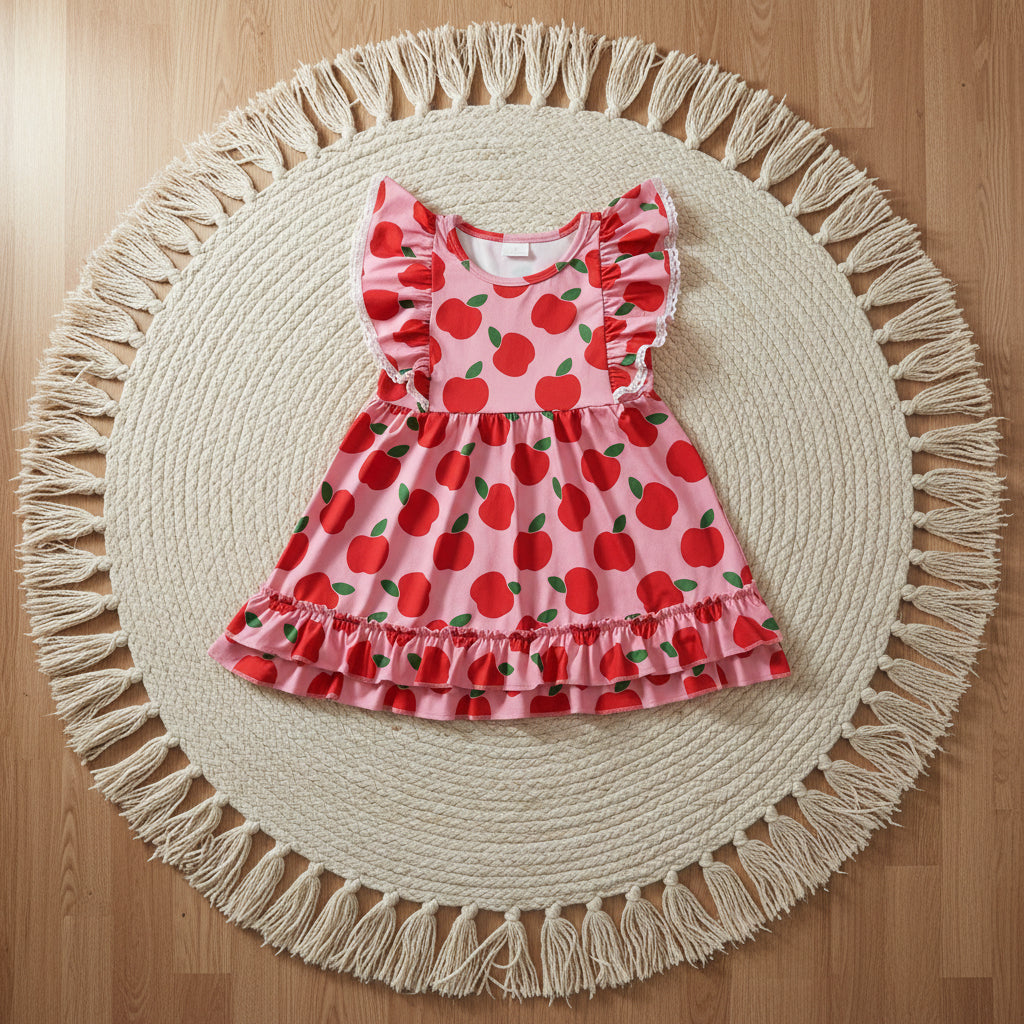 GSD3510 apple ruffle dress back to school clothing