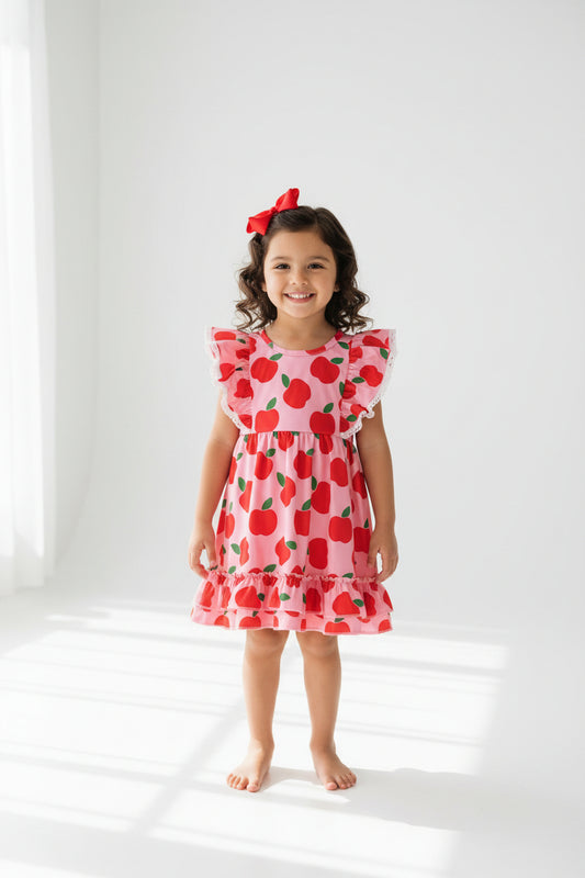 GSD3510 apple ruffle dress back to school clothing