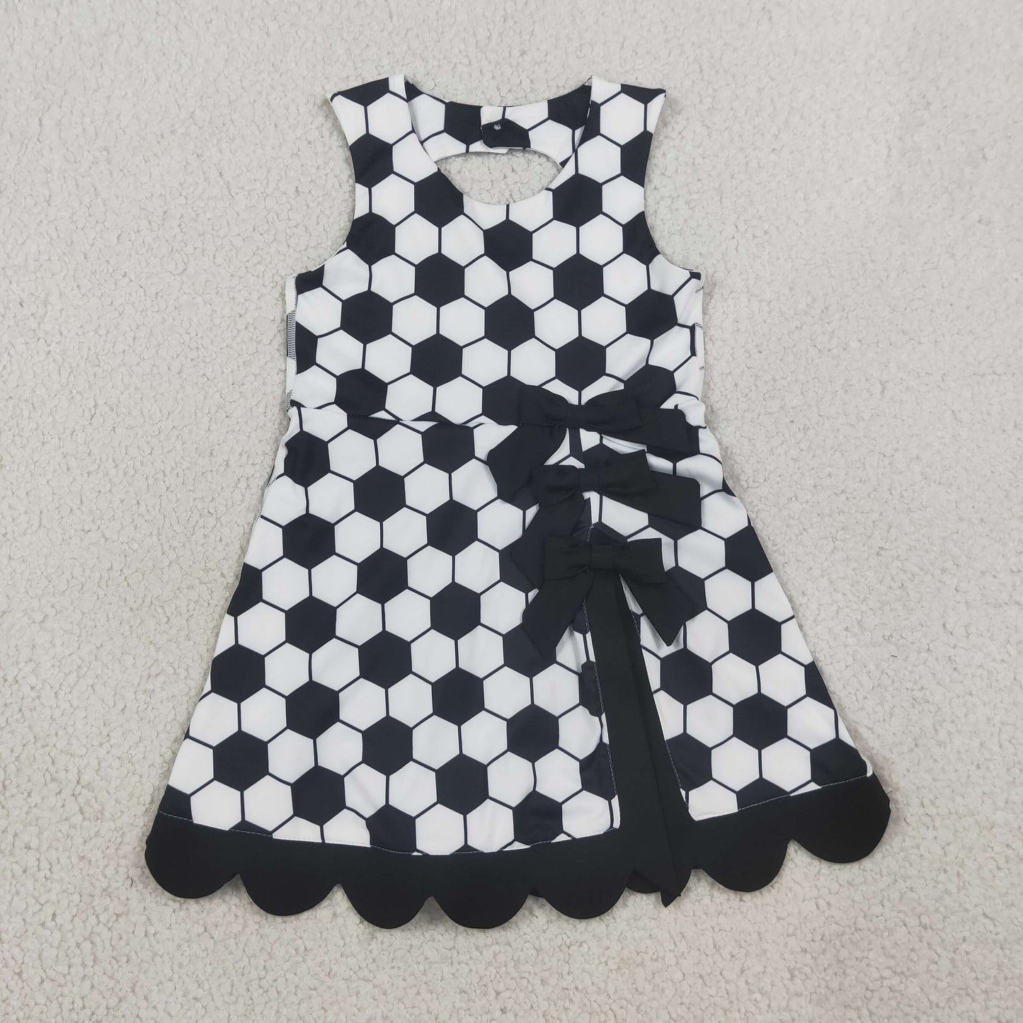 black soccer bow athletic scallop dress