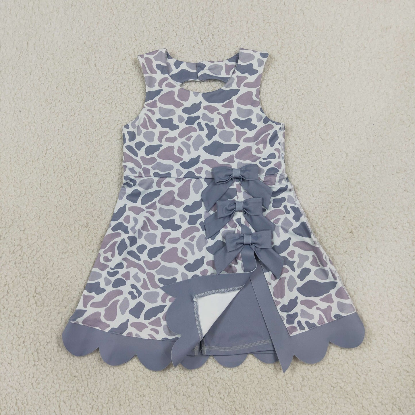 grey camo athletic scallop dress kids clothing