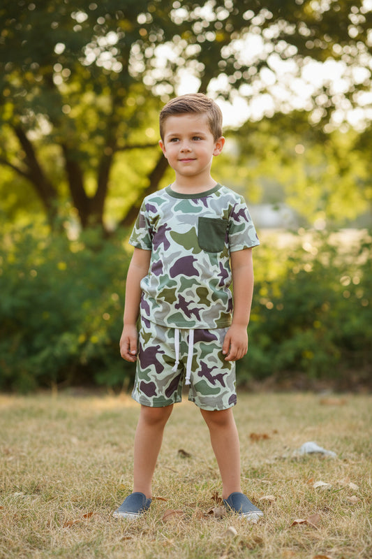 camo mallard shorts set boys kids clothing