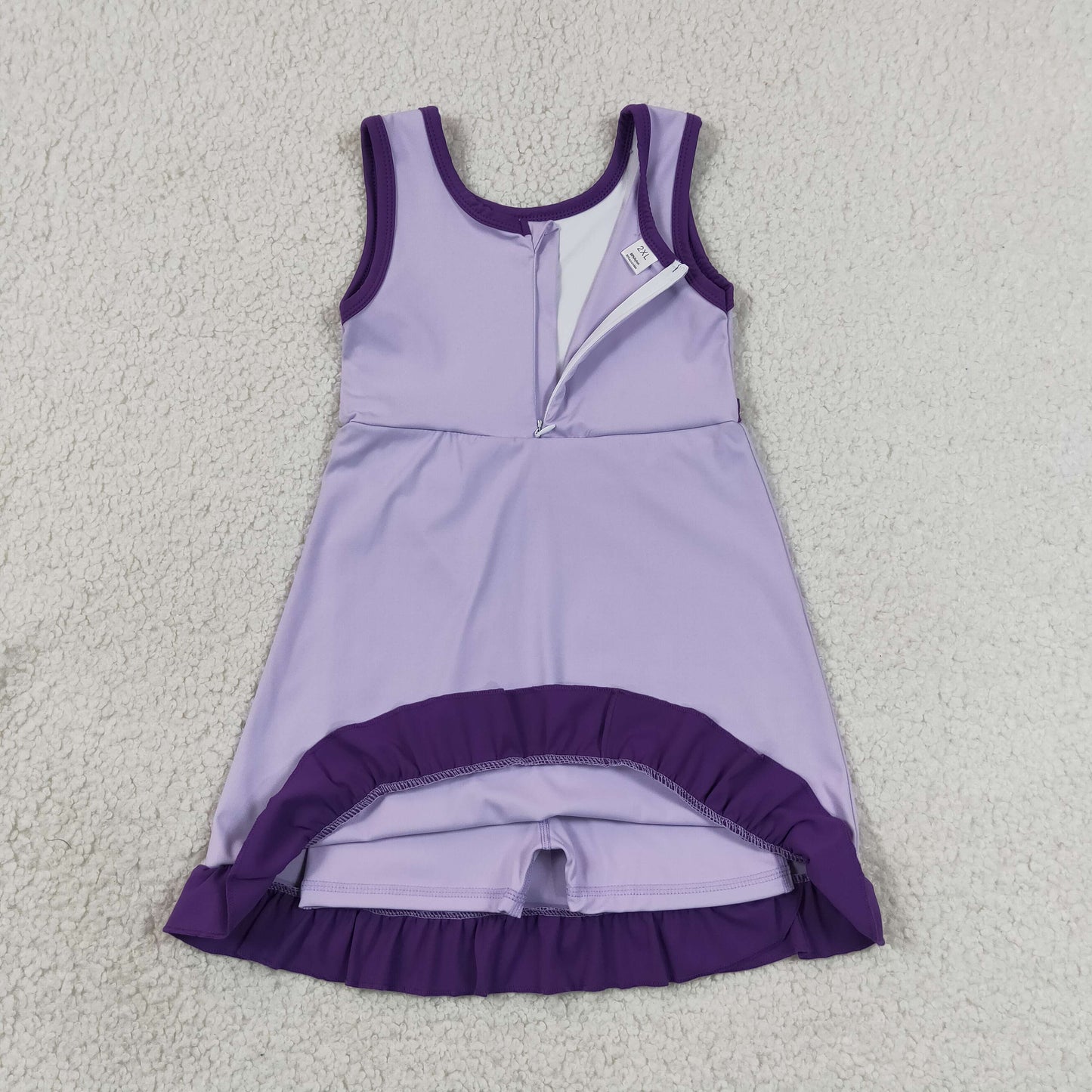 solid purple ruffle athletic dress