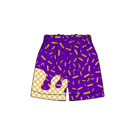Custom order purple ice cream sprinkle drip shorts