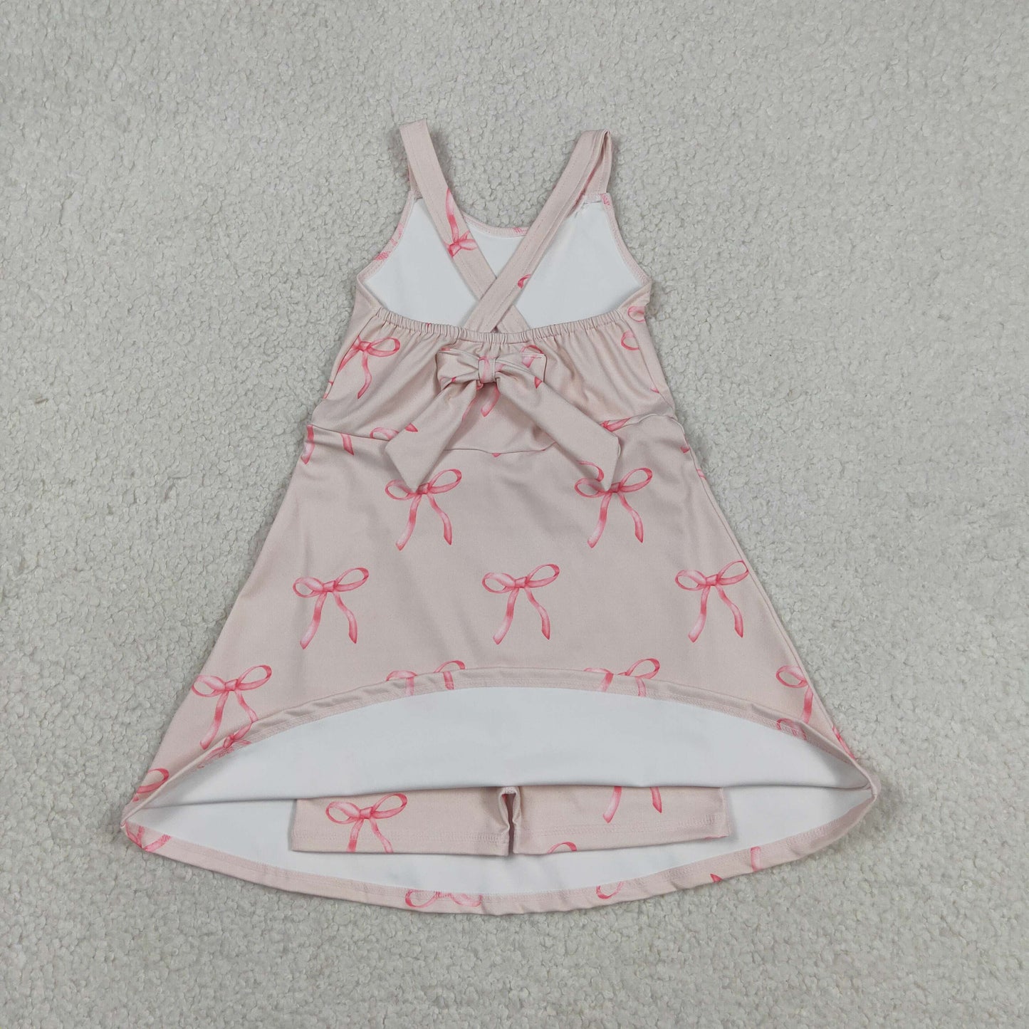 strap pink bow coquette athletic skort dress