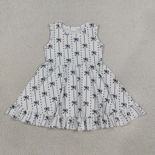 sleeveless black bow twirl dress summer kids dresses