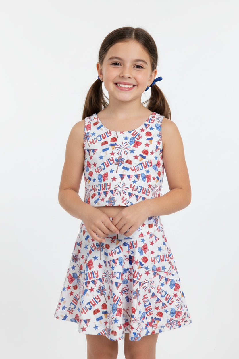 4th of july firework coquette popsicle athletic skort set