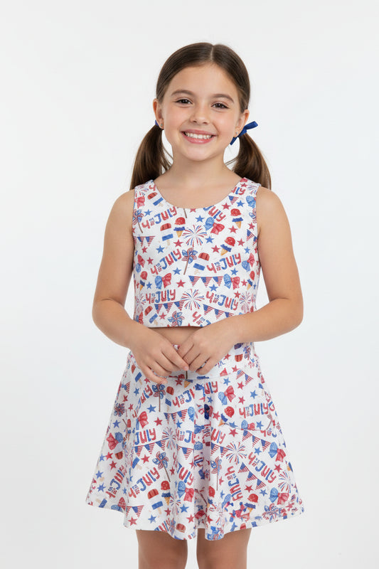 4th of july firework coquette popsicle athletic skort set