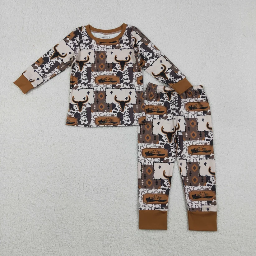 BLP1200 Baby Boy Western Cow Print Pajama Set