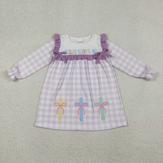 jesus loves me purple plaid dress