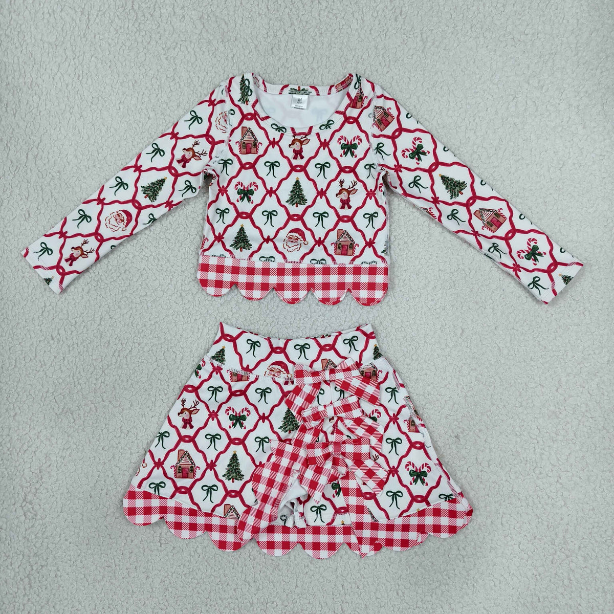 Christmas decoration scallop athletic skort outfit girls clothing