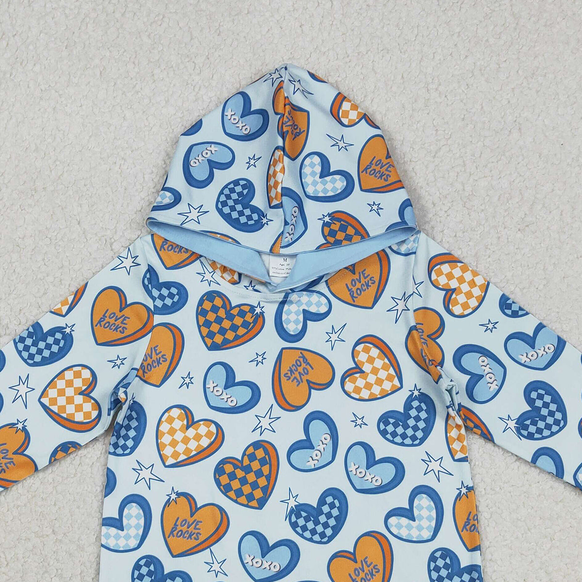 Baby Boys Long Sleeve Valentines Hoodie XOXO Hearts Stars Print Top Comfortable Cotton Graphic Sweatshirt for Kids