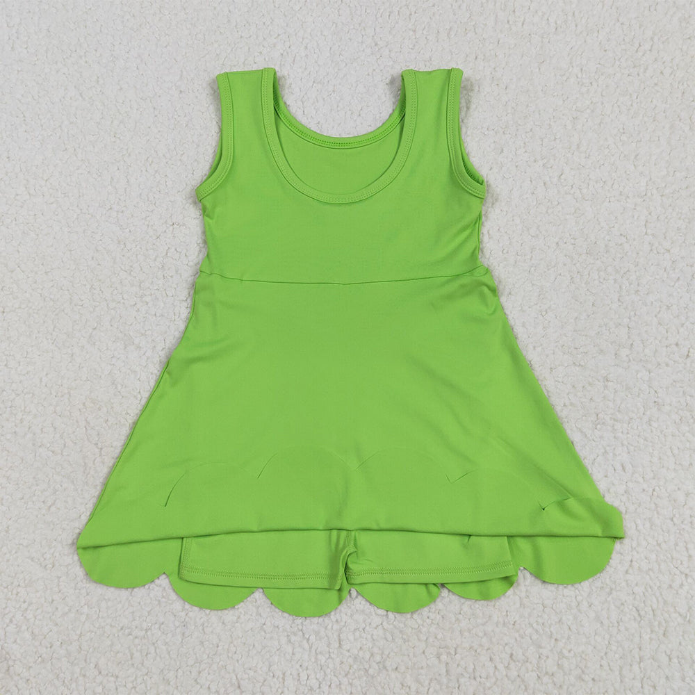 GSD2351  Baby Girls Green Sleeveless Yoga Active Knee Length Dresses   D 5.14